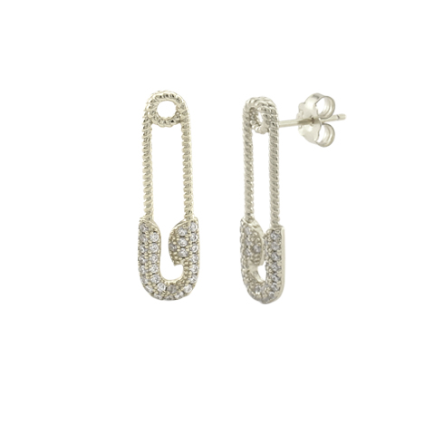 Silver pin earrings – FancyLuxe